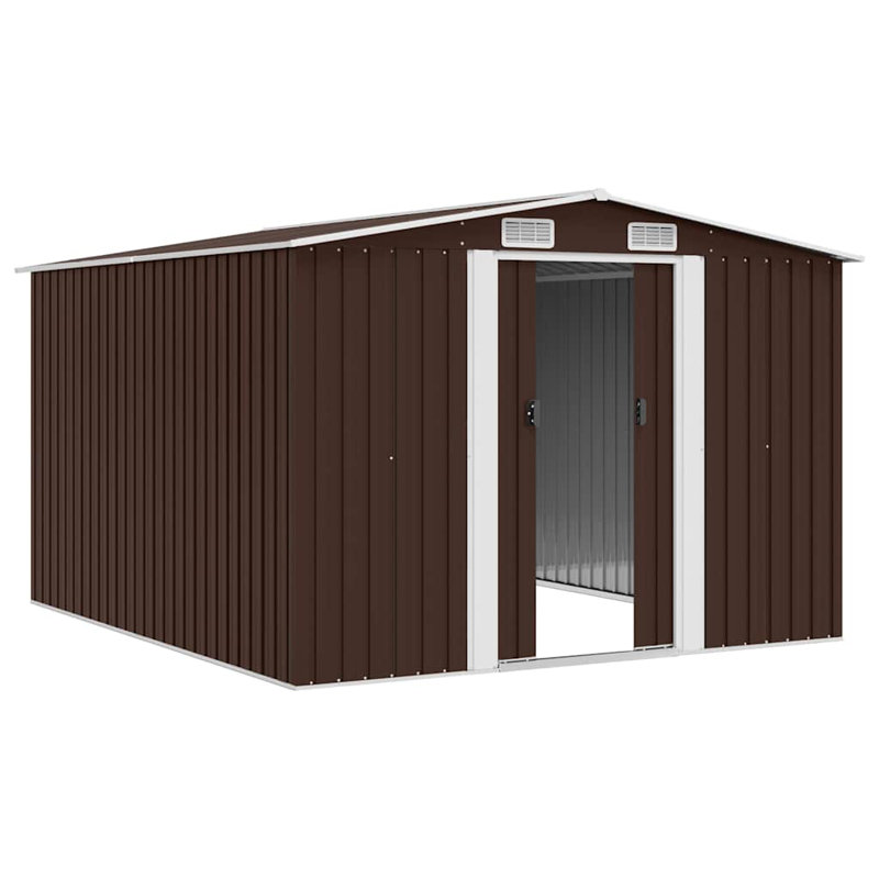 Remise de rangement traditionnelle en acier l 8,43 pi. X P 9,78 pi., Brun