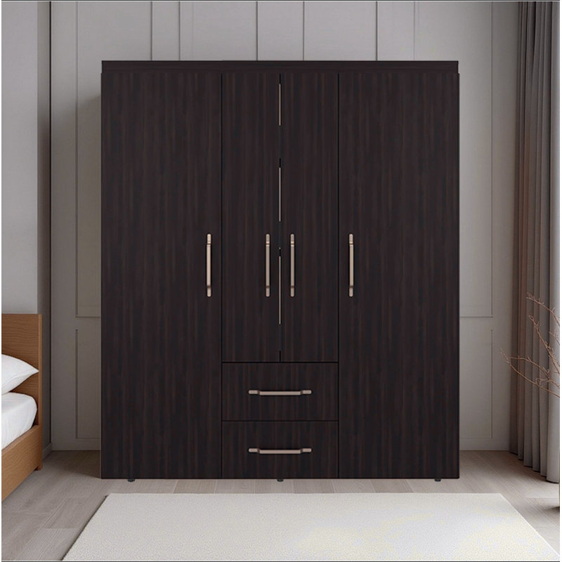 Armoire 4 portes en noyer teint