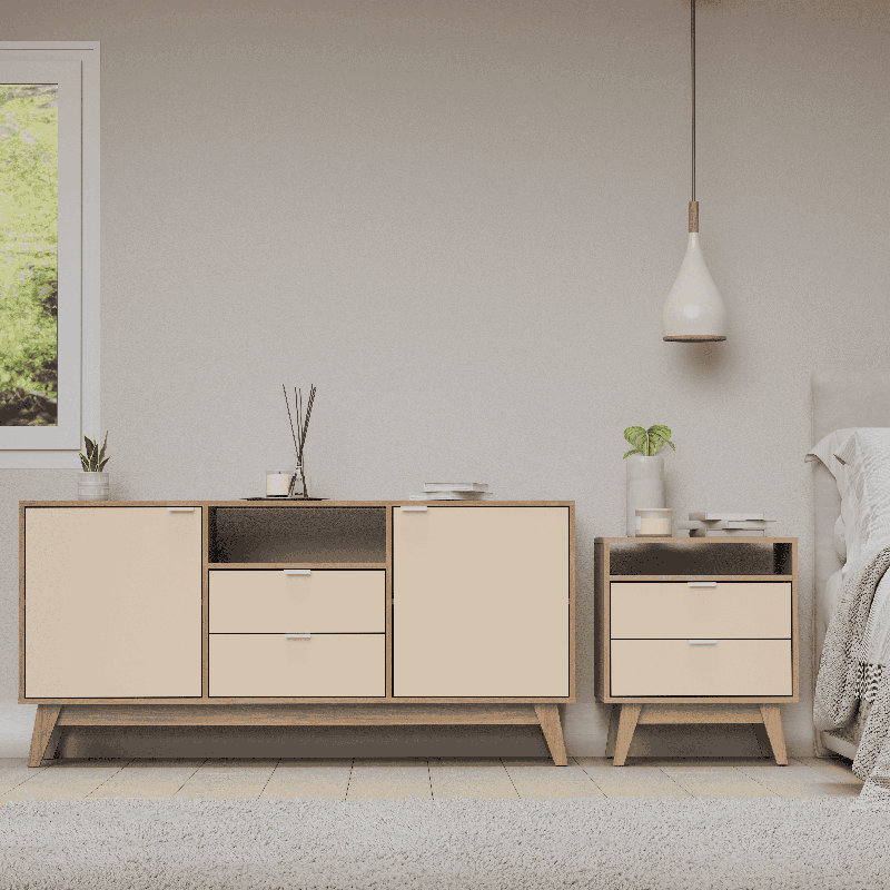 Madison 2-Piece Living & Bedroom Set With 59" TV Stand And 2-Drawer Nightstand