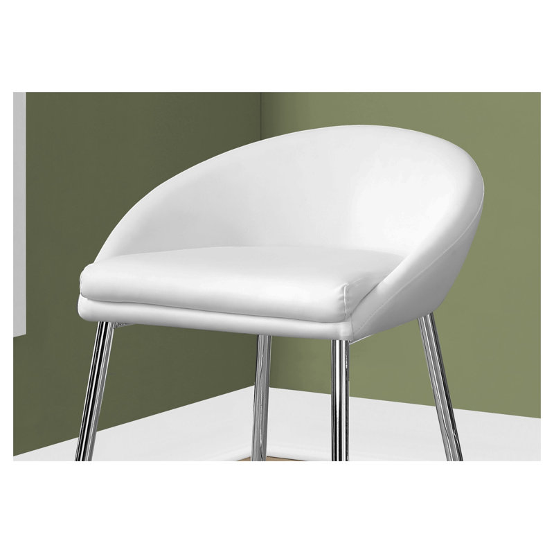 Ensemble de 2 tabourets à hauteur de comptoir avec similicuir blanc et base chromée