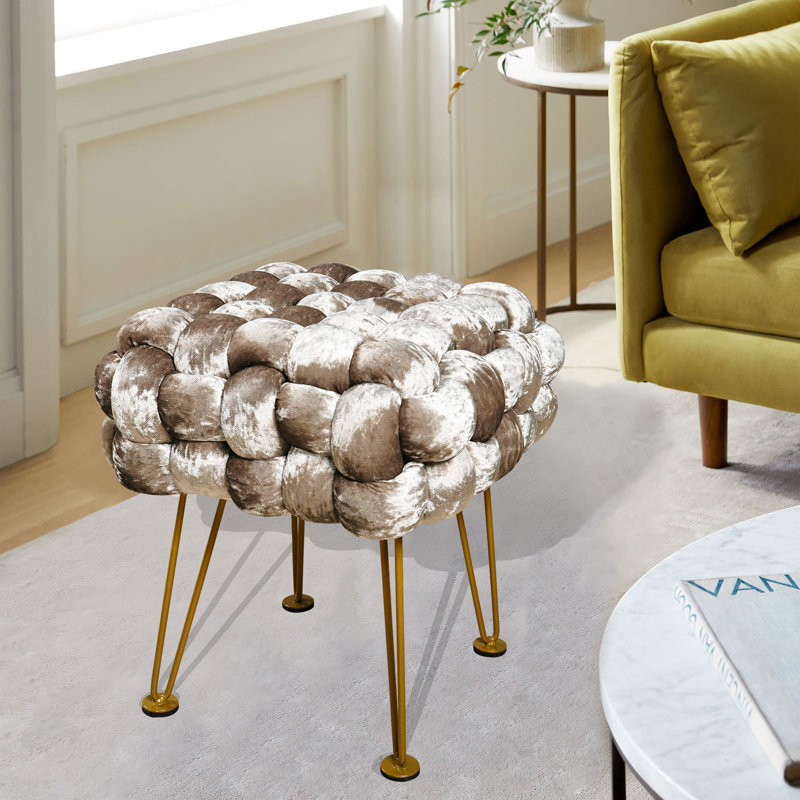 40.6cm Wide Velvet Square Standard Ottoman, Simply Taupe Velvet