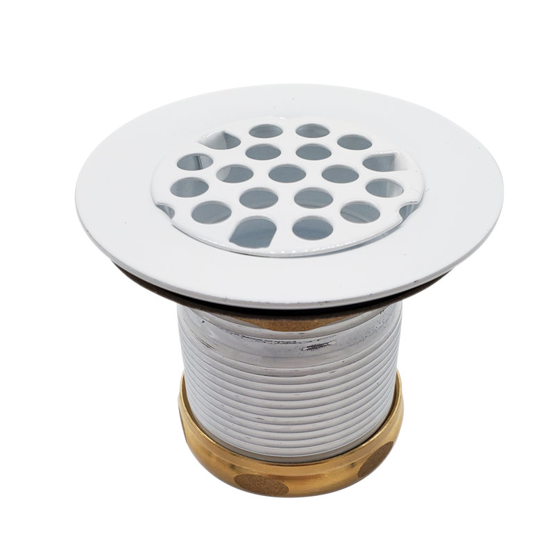 2" Junior Bar and Laundry Sink Drain Assembly with Strainer Grid Cover, Powder Coat White