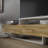 Dessein Modern Two-Tone TV Stand for Up to 65" TVs – Minimalist Low-Profile Media Console with Storage, White/ Brown Wood Finish-74423382
