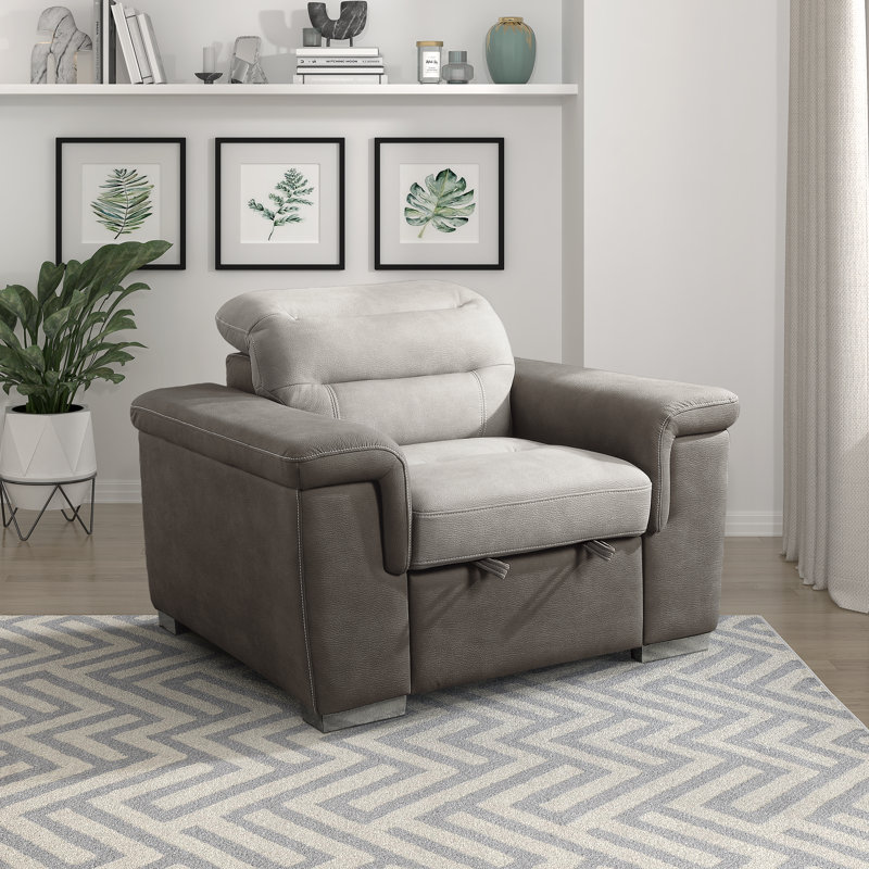 Jezebelle Upholstered Accent Chair with Ottoman, Beige/Taupe Microfiber/Microsuede