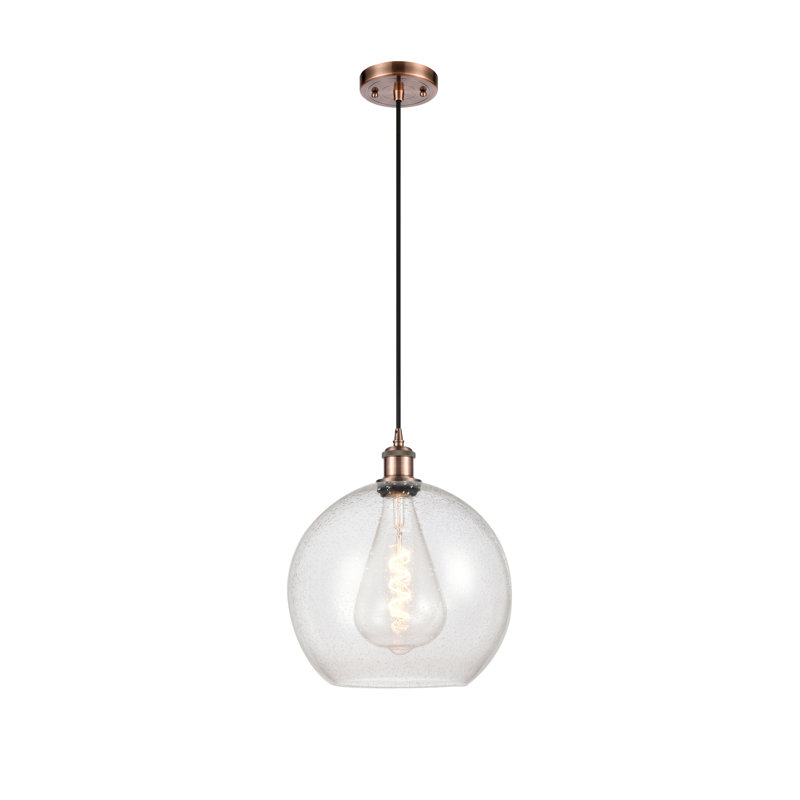 Luminaire suspendu sphérique 1 lumière Roxane, H 16,38 po x l 11,75 po x P 11,75 po, Ampoule non incluse, Cuivre antique