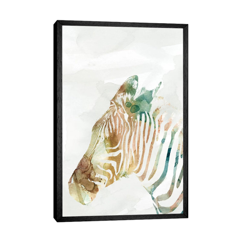 African Colours Zebra by Carol Robinson - Print on Canvas, 66.04 cm H x 45.72 cm W, Black Framed