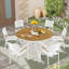 Outdoor Aluminum  / Teak Round Dining Set-1686071700-1686071707
