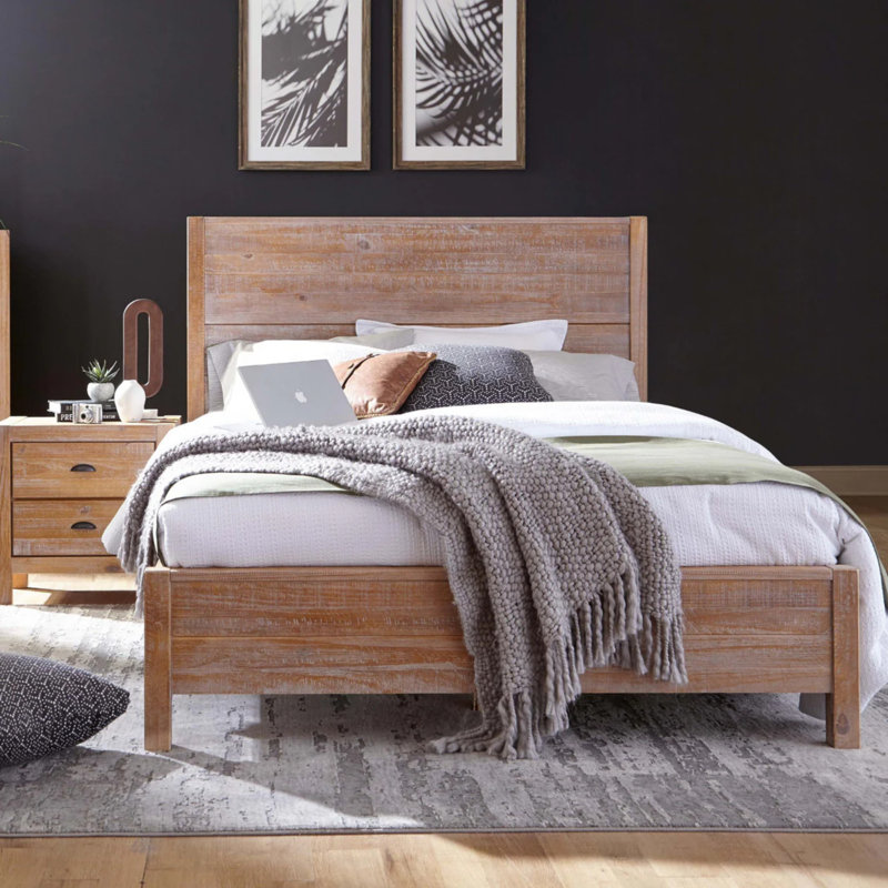 Montauk Solid Wood Panel Bed, Queen, Driftwood