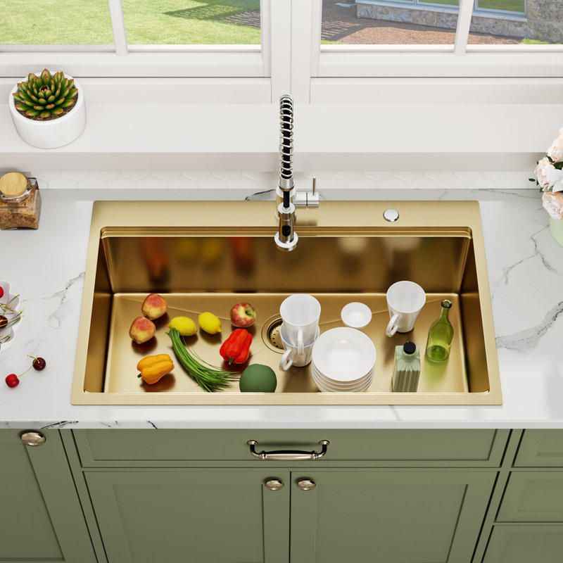 Évier de cuisine à montage sur plan 33 po x l 22 po à évier simple en acier inoxydable avec grille inférieure, support à roulettes et planche à découper