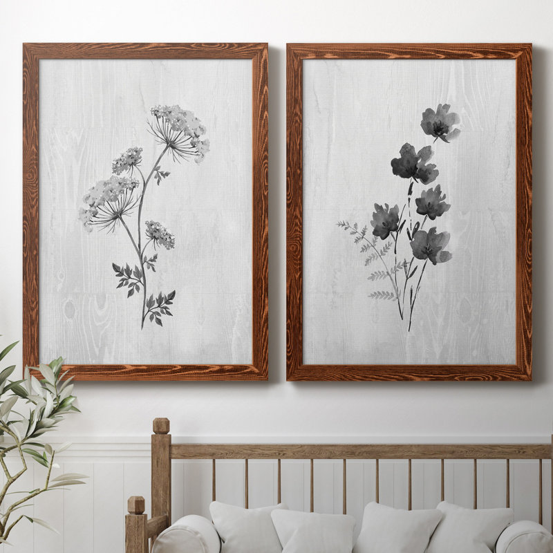" Neutral Meadow III " 2 - Pieces, 44" H x 31" W x 1" D, Maple Framed Canvas, No Mat