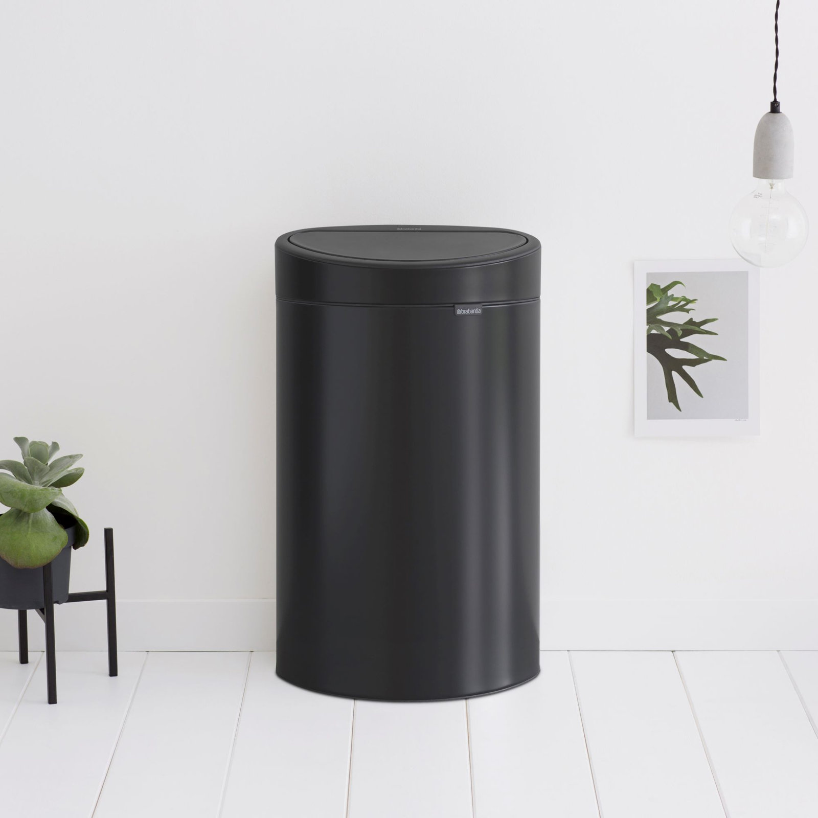 Brabantia 10.6gal Touch Top Trash Can, Matte Black