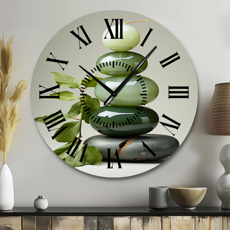 Horloge murale en pierre verte Zen, Grand