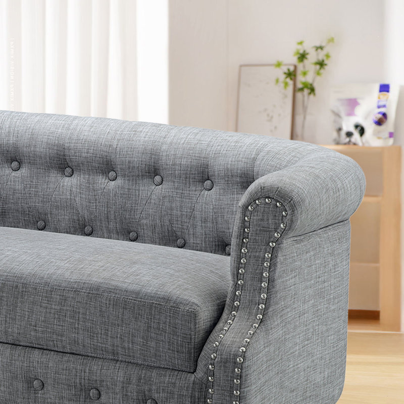 Charlton Home® 55" Livingroom Linen Loveseat., Gray