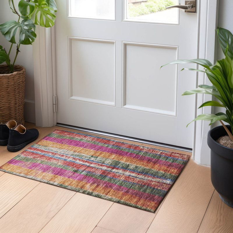 Tapis intérieur / extérieur lavable à la machine Xhevrie, Rectangle 1 pi 8 po x 2 pi 6 po