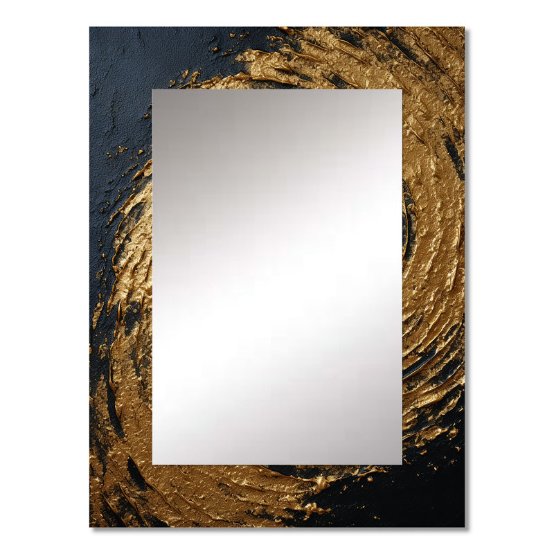 Gold and black abstract spiral smphony - Abstract Spirals Mirror, Gold Unique Wall Mirror, Printed Metal Art, 32" x 24"