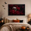 Impression sur toile, crâne humain foncé gothique entouré de roses rouges-257317290