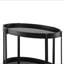 Chariot-bar ovale noir avec 2 tablettes en verre trempé noir