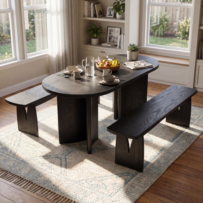 Lennox Mid-Century Modern Oval Dining Table Set