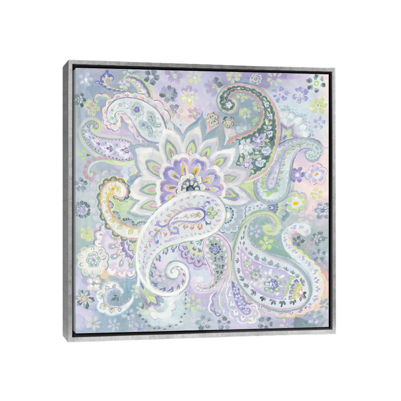 "Paisley Dream" par Danhui nai, reproduction d’art, Toile avec cadre argenté, Pas de tapis, H 18 po x l 18 po x 1,5 po