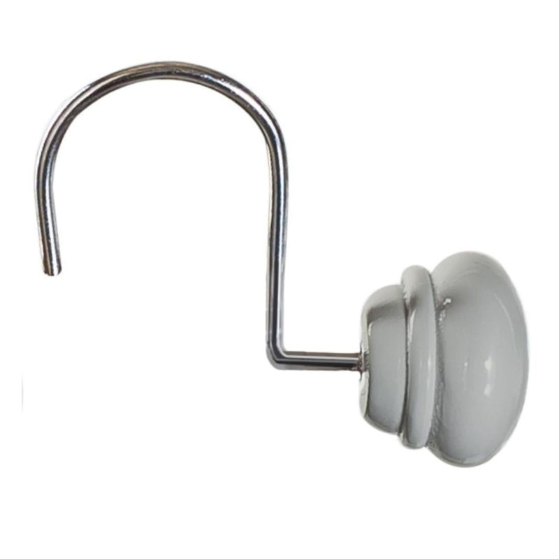 Crochets de rideau de douche gris décoratifs - Ensemble de 12 anneaux de rideau de douche gris pour tringle de douche - Crochets de douche décoratifs