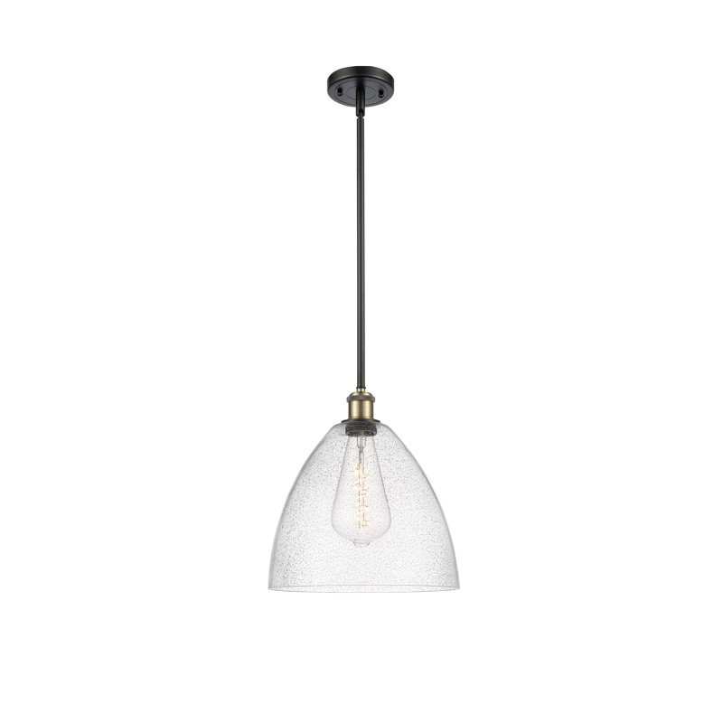 Luminaire suspendu en forme de globe à 1 lumière Angeliz, H 45,75 po x l 12 po x P 12 po, DEL, Noir / laiton antique