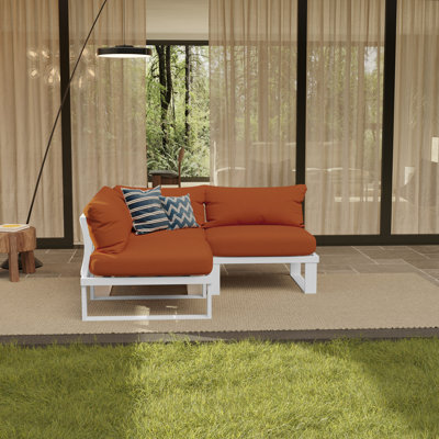 Anusri 3-Person Modular Aluminum Patio Sectional