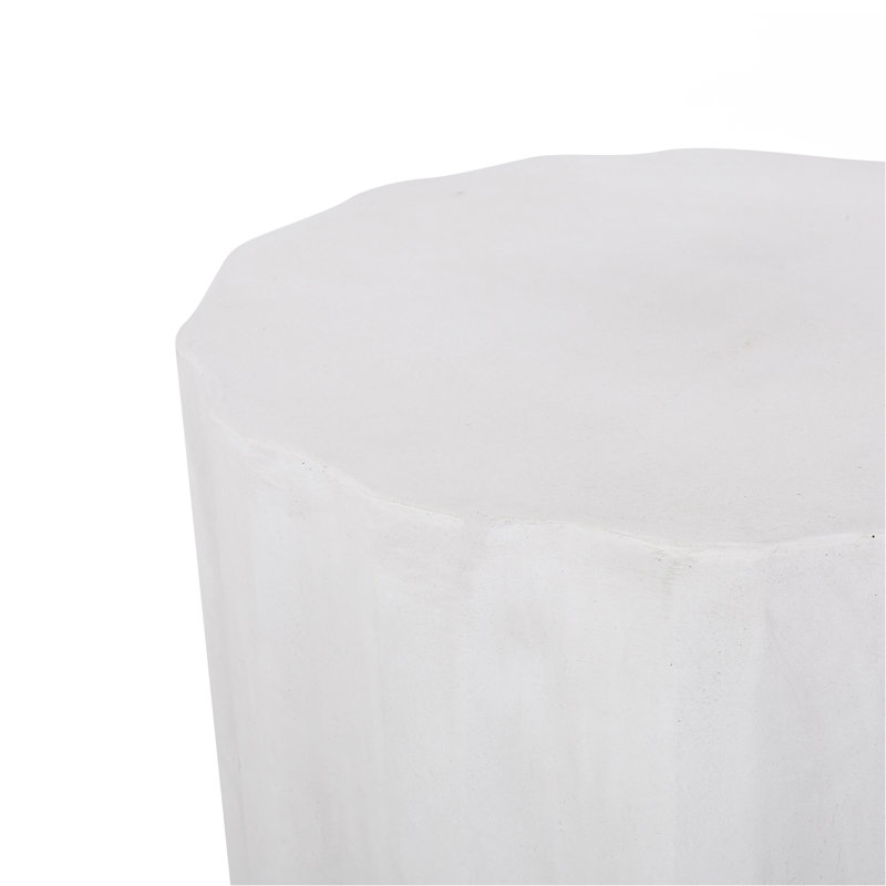 Table d'appoint d'extérieur en béton léger, Blanc antique