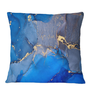 Blue Luxury Abstract Fluid Art XVIII - Modern Printed Throw Pillow