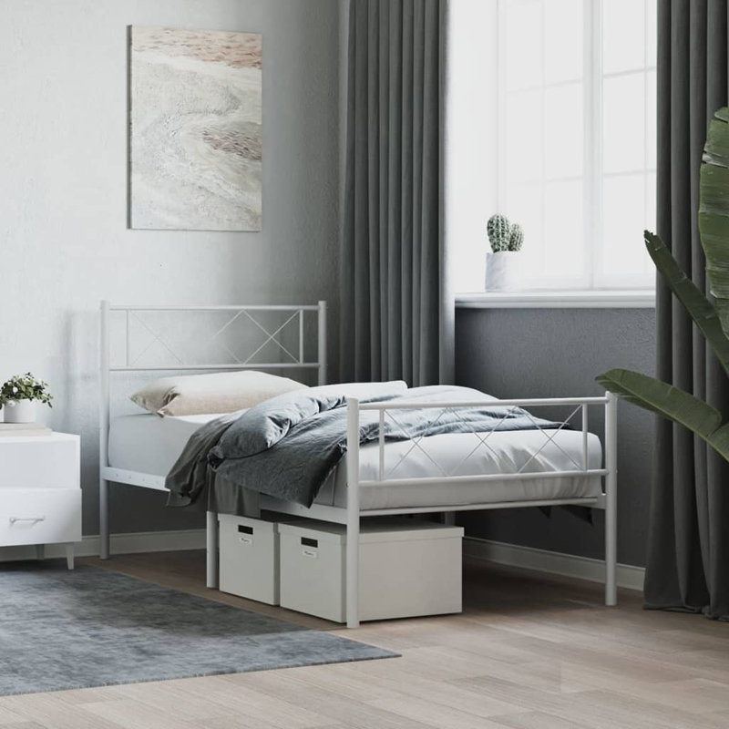 Nicodemo Metal Bed, White, 107 x 203 cm