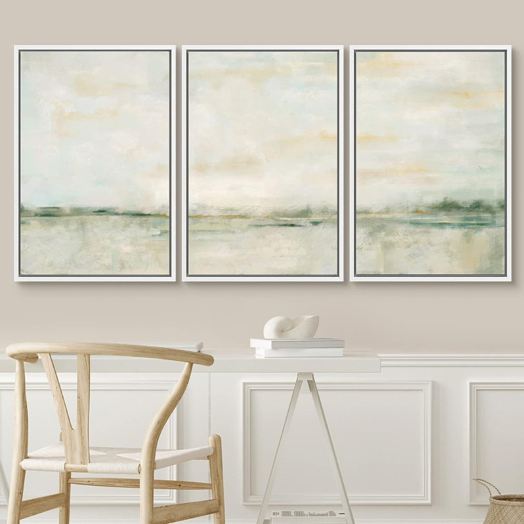 Green Pastel Landscape Canvas 3 Pieces Print