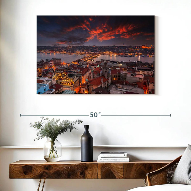Nicci, coucher de soleil à Istanbul, paysage urbain, H 26 po x l 39 po