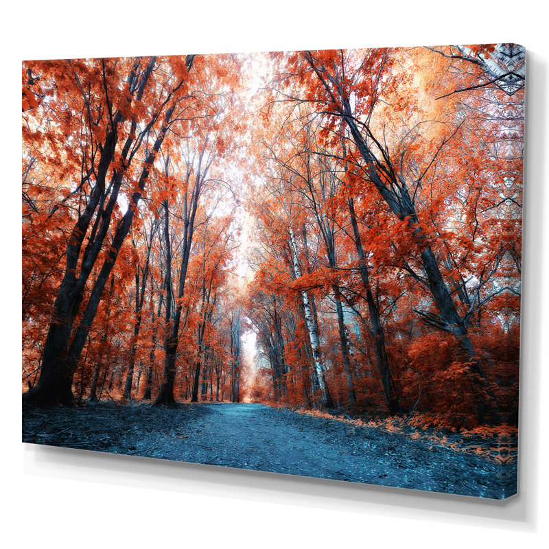 Mustic Red Fall Forest - Décoration murale traditionnelle sur toile, H 12 po x l 20 po x P 1 po, Toile tendue