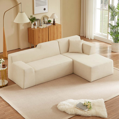 Modern minimalist L-shaped corduroy high back sofa