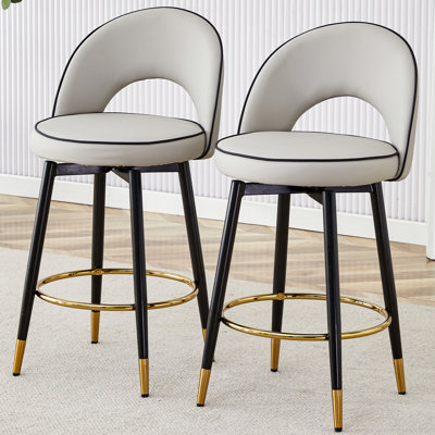 Chaise de bar rotative à 360 °. Chaise de bar moderne rembourrée en polyuréthane confortable avec de beaux pieds en métal noir pour la salle à manger, la cuisine, la terrasse et la chaise de bureau d'invité.
2.W1151P153940