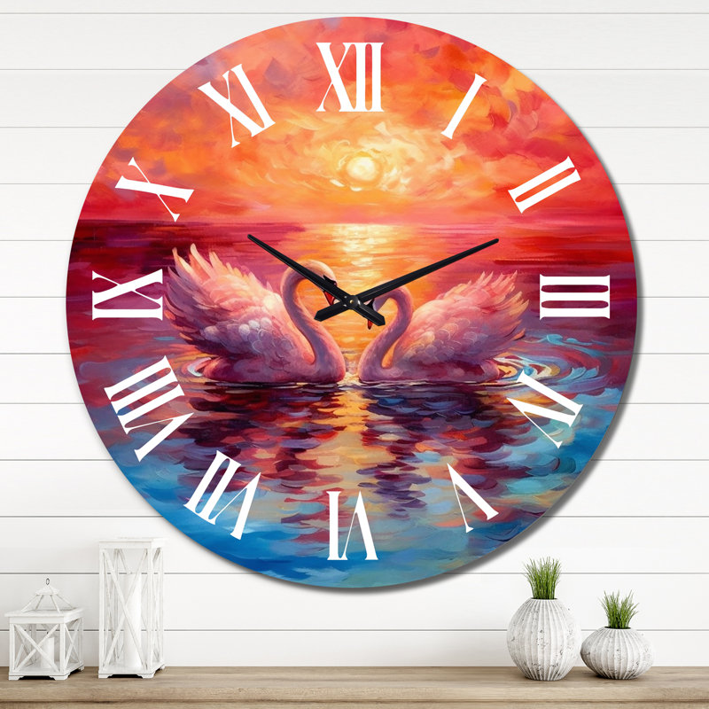 Horloge murale Swans In Love, Très grand