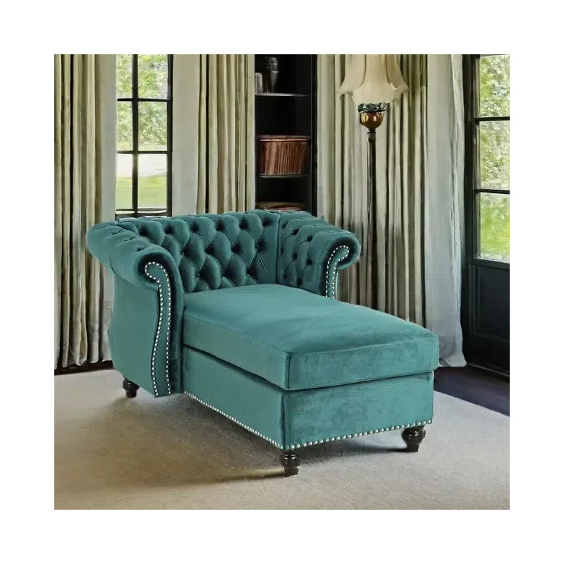 Neoclassical casual elegant home chaise lounge, Atrovirens