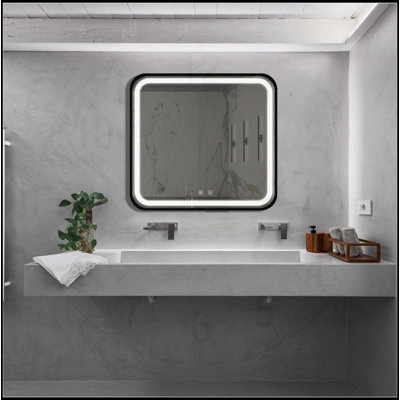 Miroir de salle de bain avec éclairage réglable et fonction antibuée