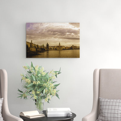 Charles Bridge Prague Photographic - Wrapped Canvas