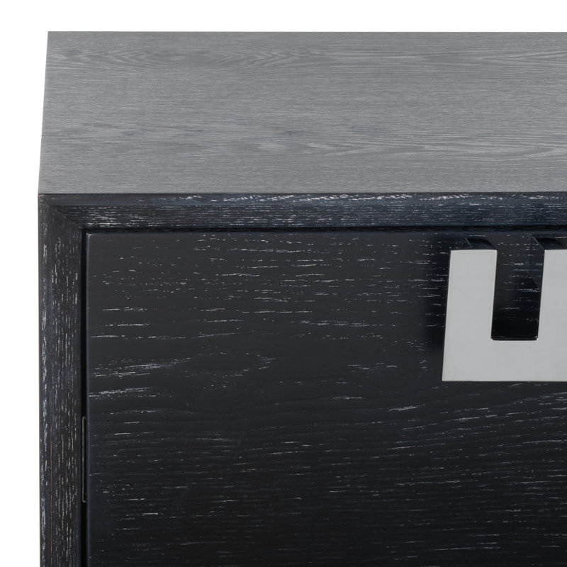 Hamlig Accent Chest, Black Cerused Oak/Chorme
