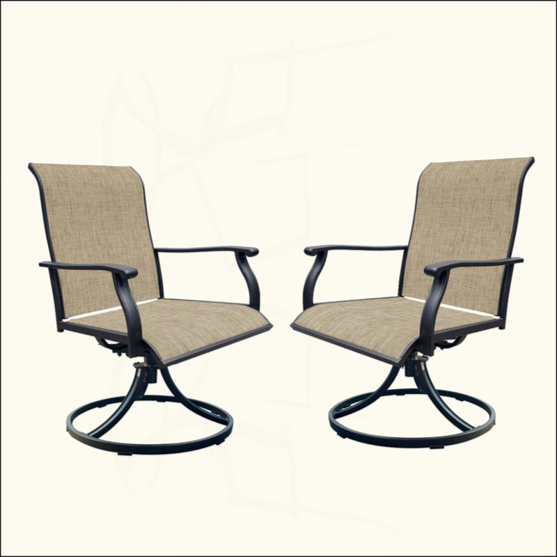 Ensemble de 2 chaises de salle à manger pivotantes pour l'extérieur, chaises de patio en PVC-coated polyester respirantes pour terrasse avant et arrière
