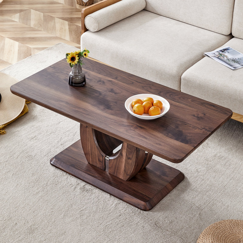 Modern Minimalist Rectangular MDF Coffee Table, Walnut Dark Brown Sticker-Patterned | Gift Idea
