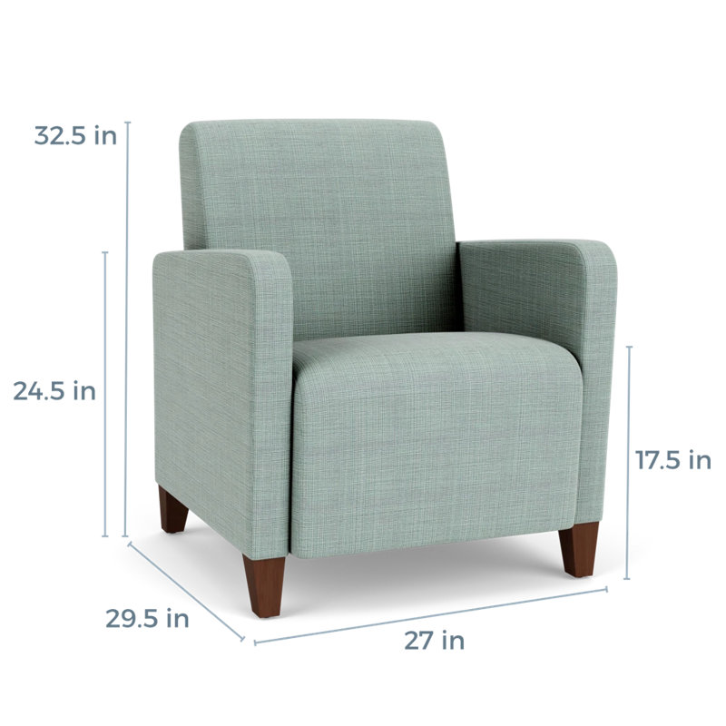 Fauteuil d'invité de réception Ravenna, Bois de noyer, Chambray écume de mer, Non inclus