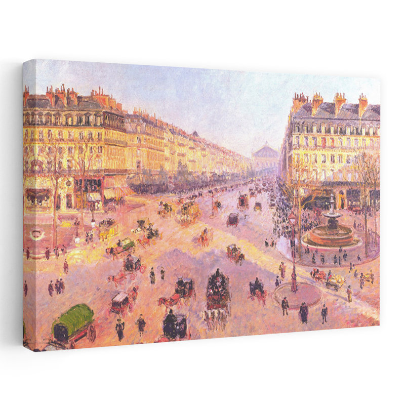 Avenue De L'Opera Classic Contemporary Orchid Architecture City Wall Art Print by Camille Pissarro - 1 Piece Wrapped Canvas Wall Art