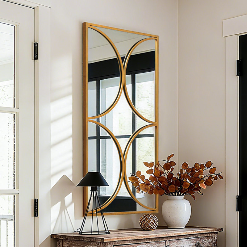 Metal Framed Accent Wall Mirror 60x120CM, Gold
