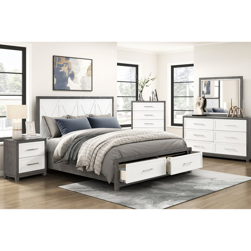Modern Grey And Queen Platform Bed With Storage Unit Storage, Bedroom Must-have