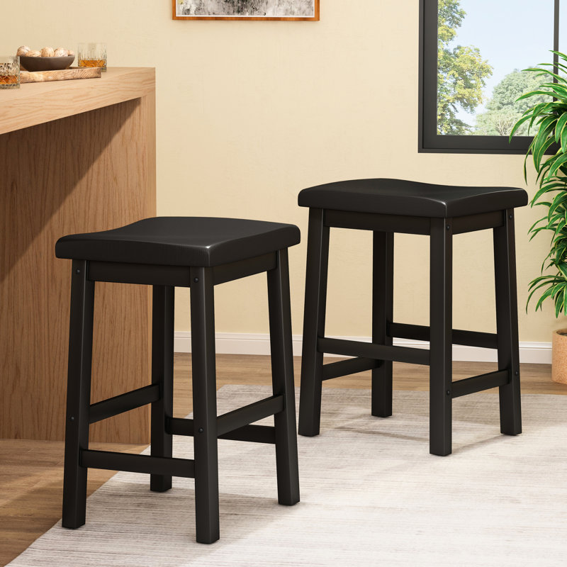 Black Wood 24In Saddle Counter Stool, Serving Area Marvelous, 17.13In D X 14.31In W 24.22In H, 12.3Lb Stool In Wood, Attraction, D, W, Weight