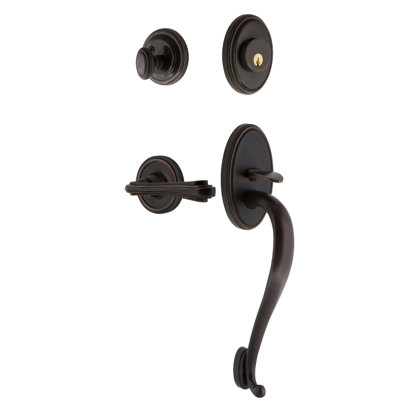 Nostalgic Warehouse Classic Plate S Grip Handleset with Single Cylinder Deadbolt and Fleur Lever