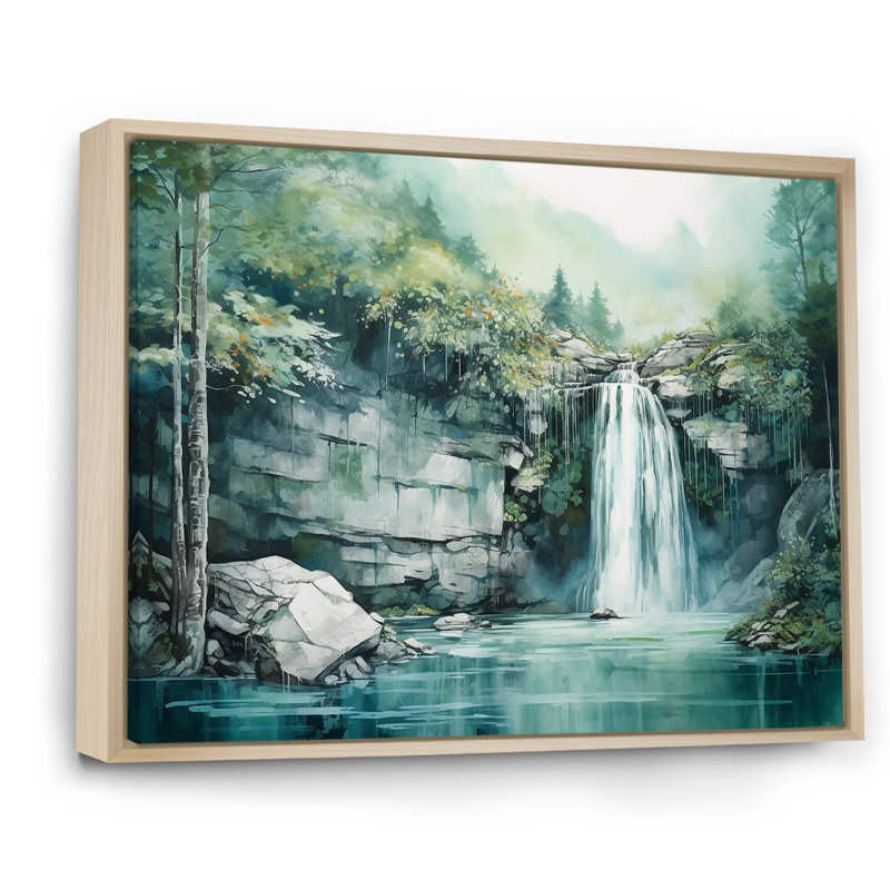 «Waterfall Cliff Scenery Magic» sur toile, H 34 po x l 44 po x P 1,5 po, Cadre naturel flottant