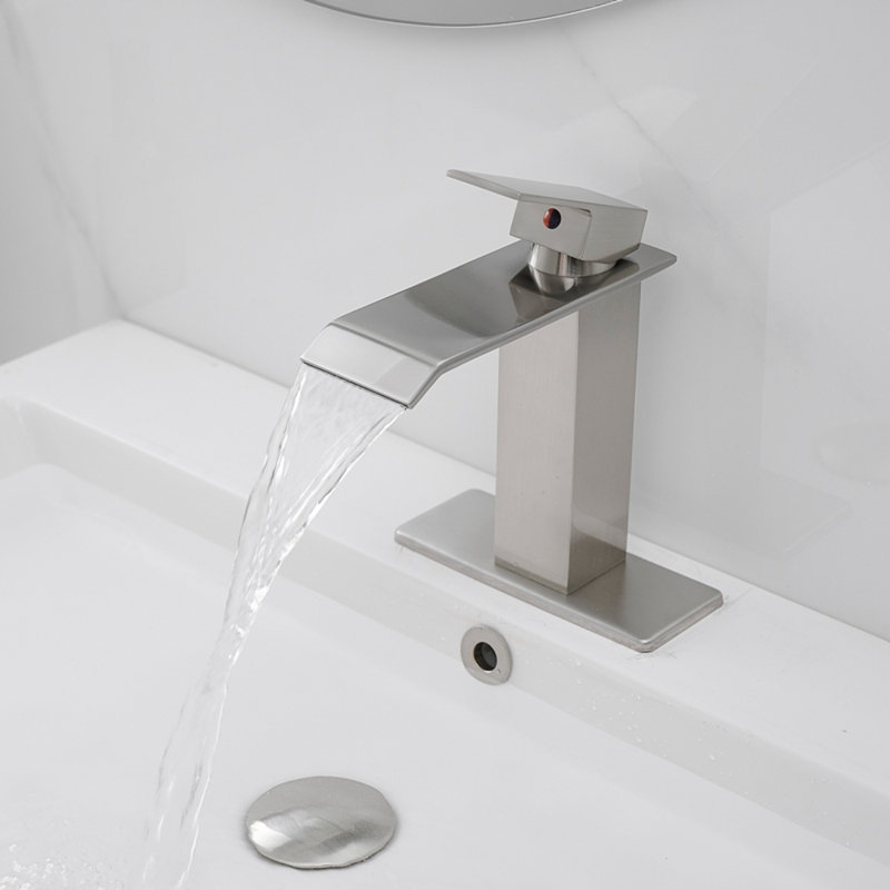 Almeta Single Hole Bathroom Faucet, Brushed Nickel, No