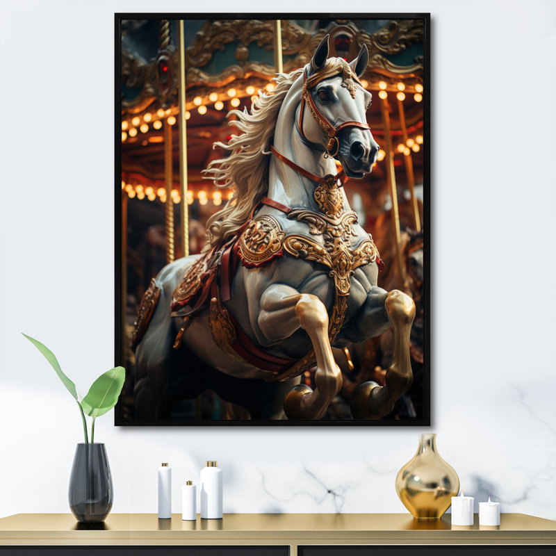 Xanda Carousel Carousel Carousel, reproduction d'art sur toile, H 32 po x l 16 po x P 1 po, Cadre flottant noir